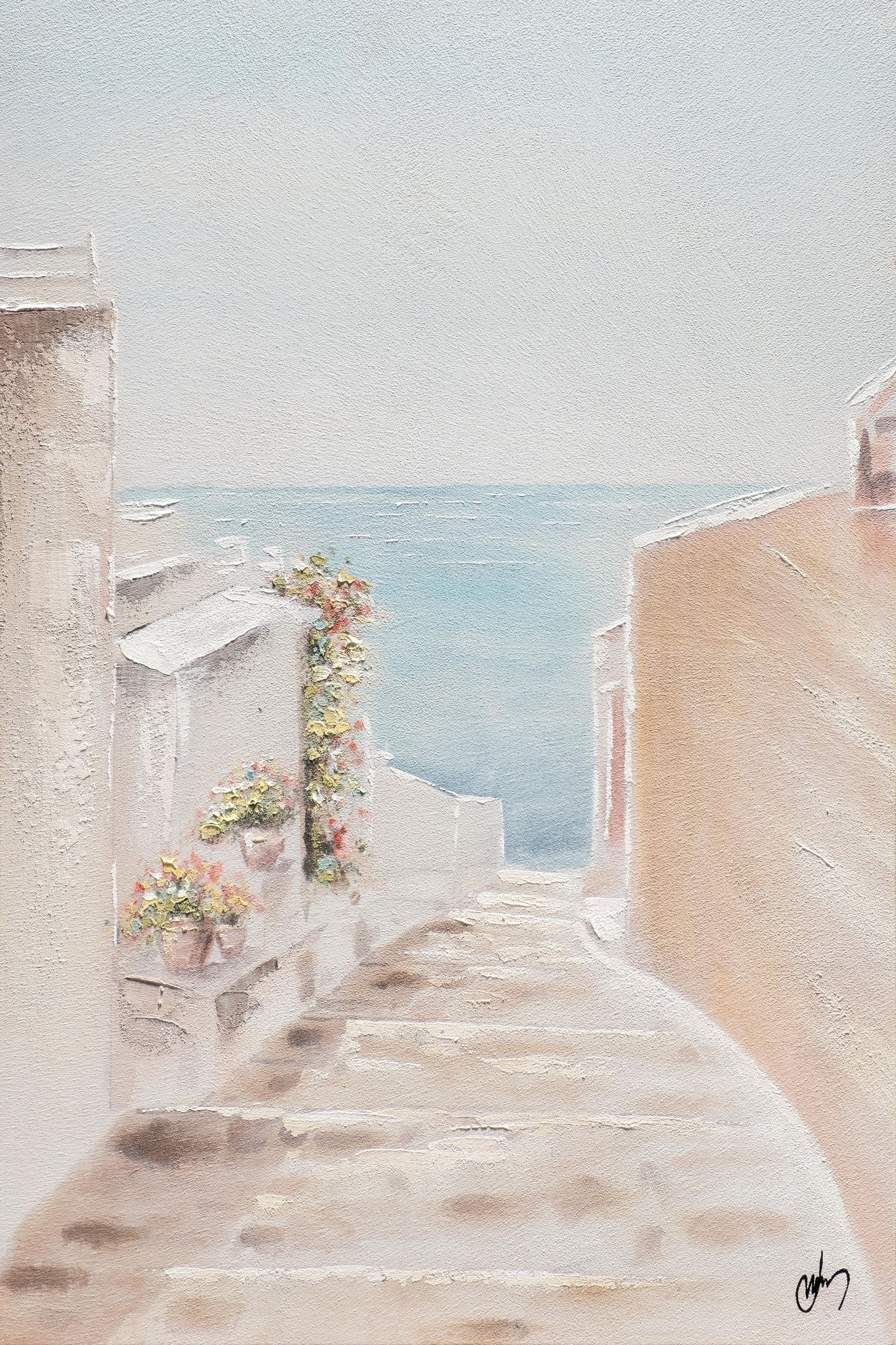 Obraz bez ramy Morze prostokątny 90 x 60 cm. Płótno Dipinto Calle Oceano W928 wielokolorowy