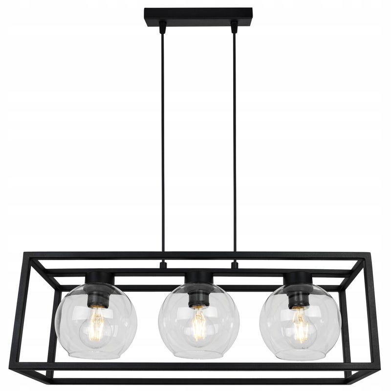 Lampa sufitowa wisząca Light Home LH Haga Cage 3x E27 60W szkło bezbarwny