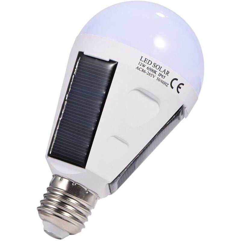 Żarówka solarna LED E27 IP65 12 W – wodoodporna, awaryjna, szybko ładująca się energią słoneczną, przenośna z haczykiem