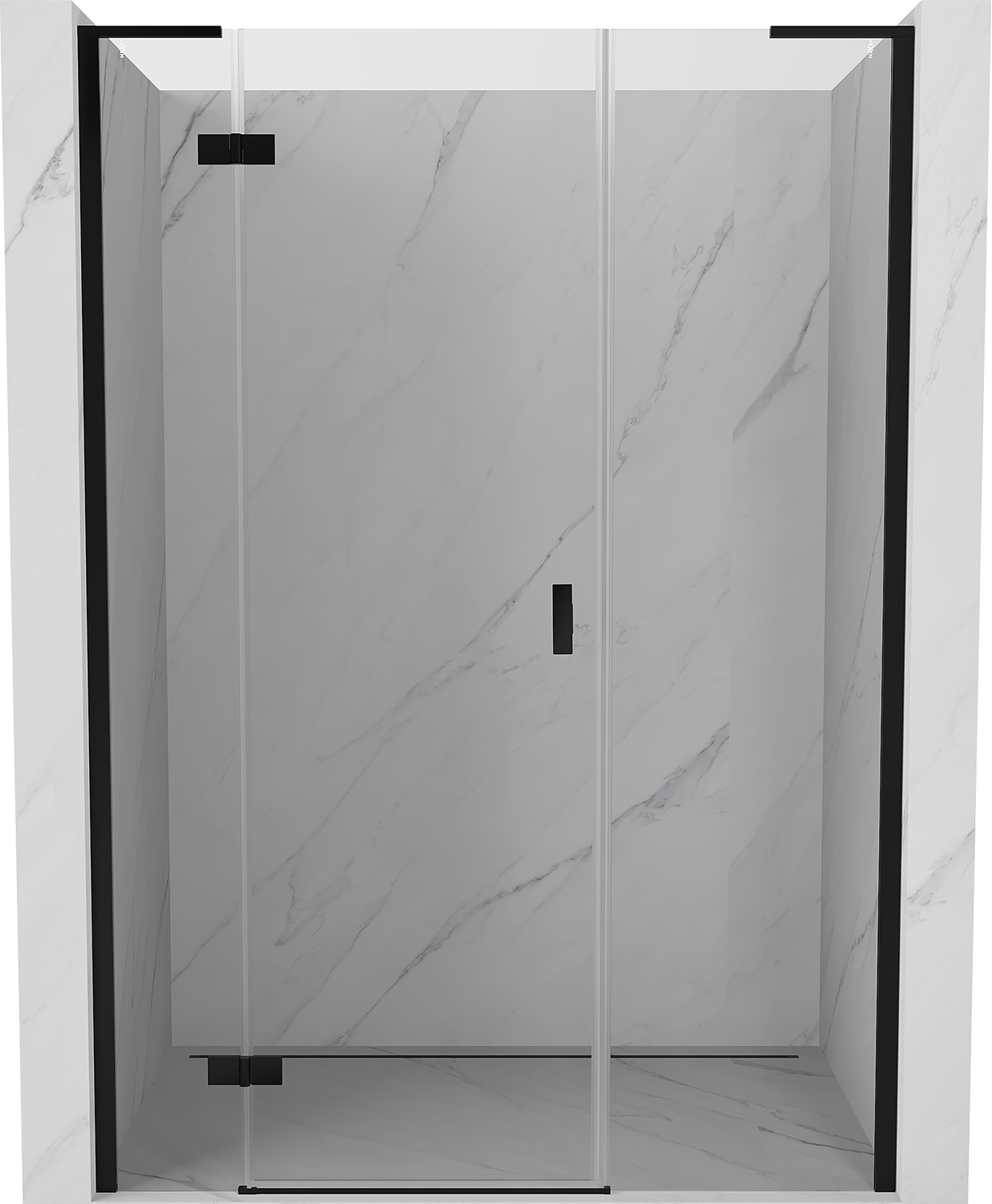 Mexen Mist-H L drzwi prysznicowe uchylne lewe 135 cm, transparent, czarne - 8A5L-135-001-70-00-L
