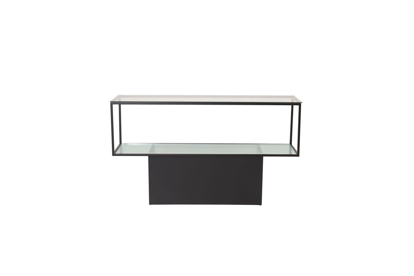 Maglehem regał z półka 35x130 cm szkło, czarny.
