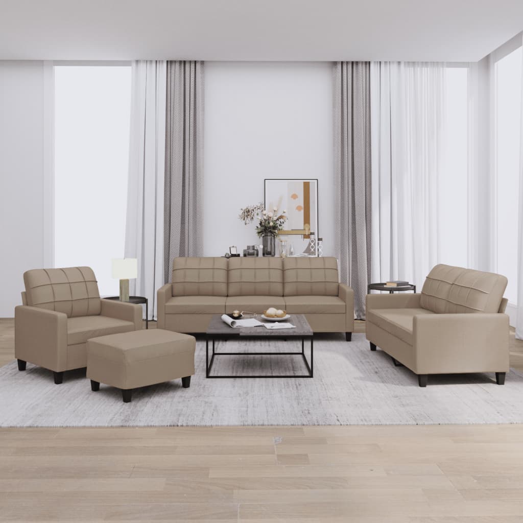4-osobowa sofa z poduszkami, cappuccino, sztuczna skóra vidaXL