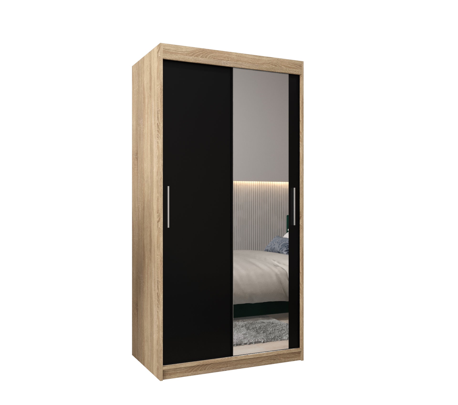 Szafa przesuwna garderoba TOKYO 2 100 x 62 x 200 cm Sonoma + Czarny - Abiks Meble