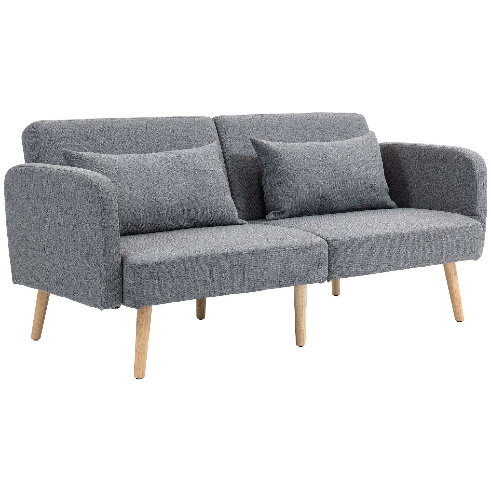 Sofa 3-osobowa rozkładana, łóżko gościnne dwuosobowe, do 240 kg, składane oparcia, rama drewniana, 170 x 83 x 80 cm, kolor szary
