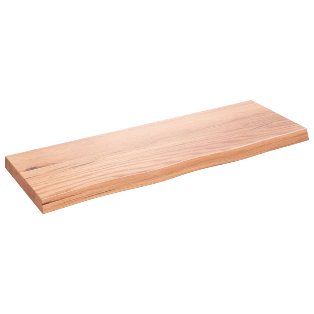 Blat Łazienkowy Lakierowany z Litego Drewna 80x30x(2-4) cm Jasnobrązowy
