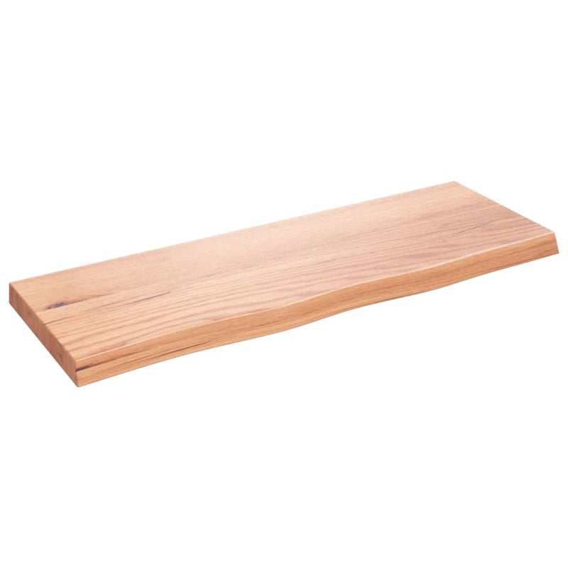 Blat Łazienkowy Lakierowany z Litego Drewna 80x30x(2-4) cm Jasnobrązowy