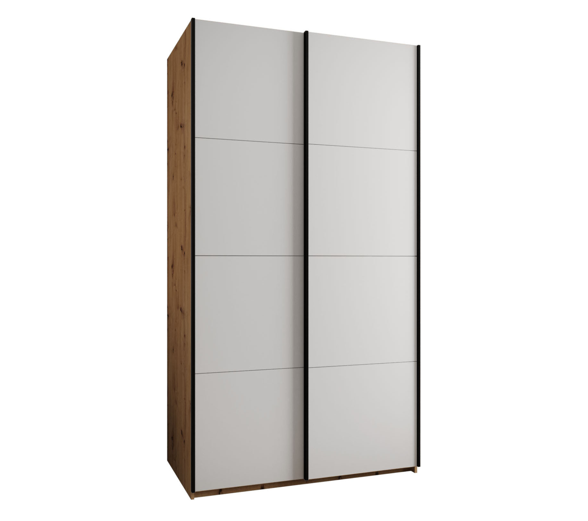 Szafa przesuwna wysoka Lux 1 130 x 64 x 245,5 cm artisan + biały + u. czarny - Abiks Meble