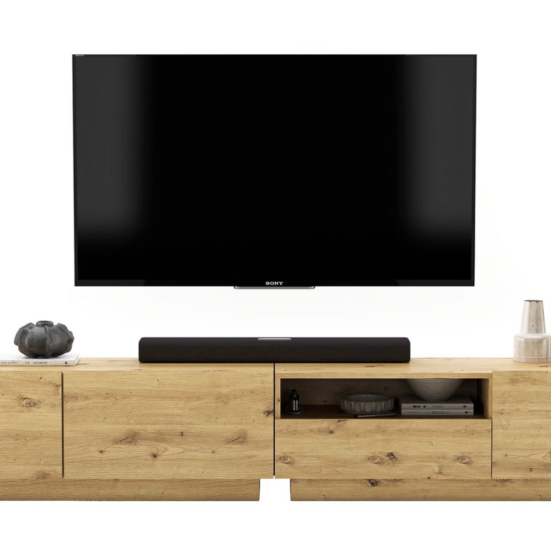 Szafka RTV Industrialna 240 cm dąb artisan z szufladą, komoda RTV do nowoczesnego salonu