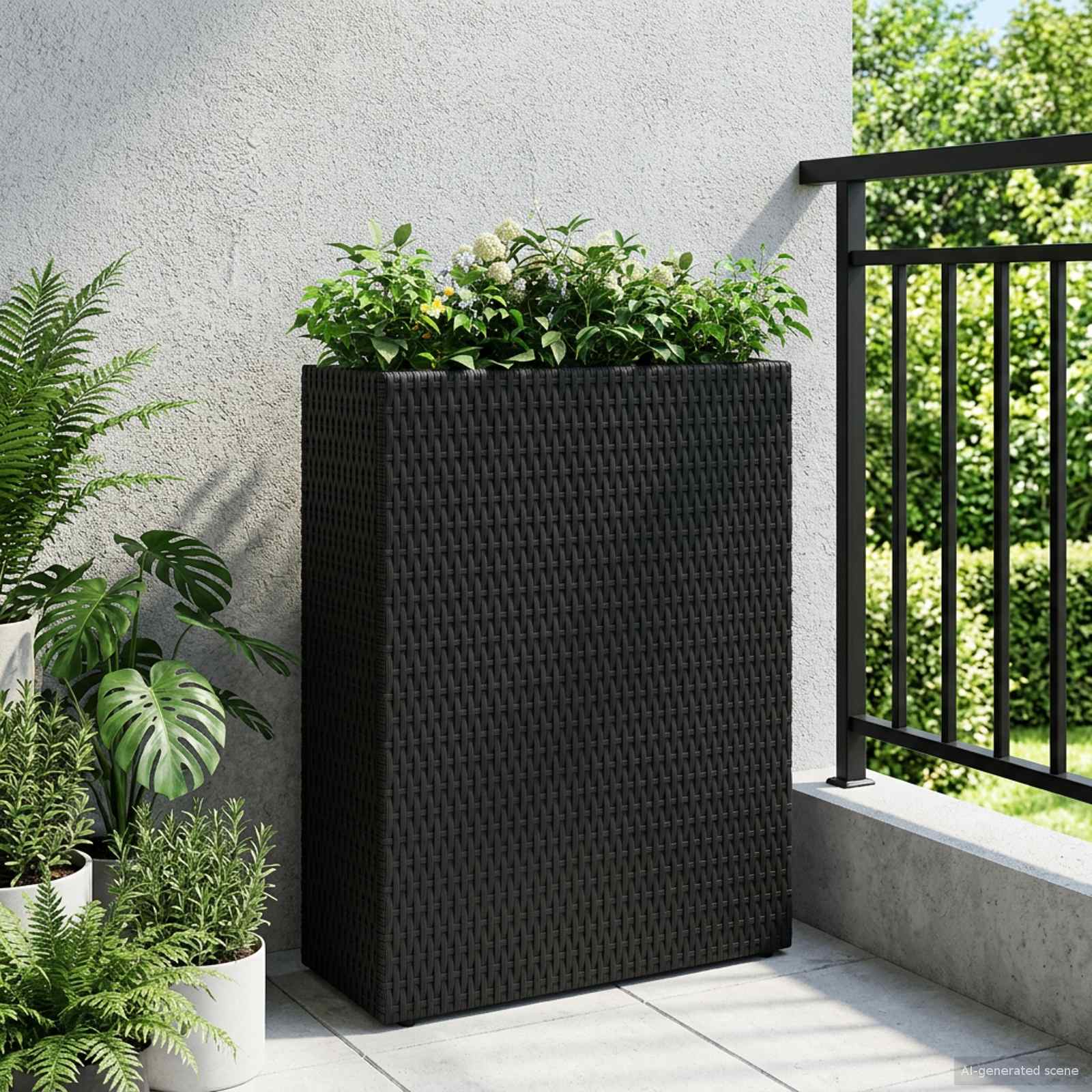 Wysoki Doniczka Czarny 55 x 22 x 70 cm polirattan vidaXL