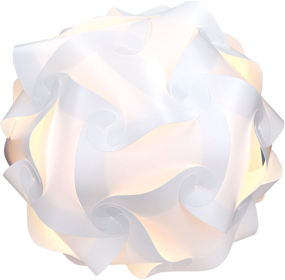 Średnica ok. 30 cm Lampa puzzle – abażur – Oprawa IQ sufitowa lub nocna – Białe światło – Rozmiar M – Montaż 30 elementów, 15 modeli
