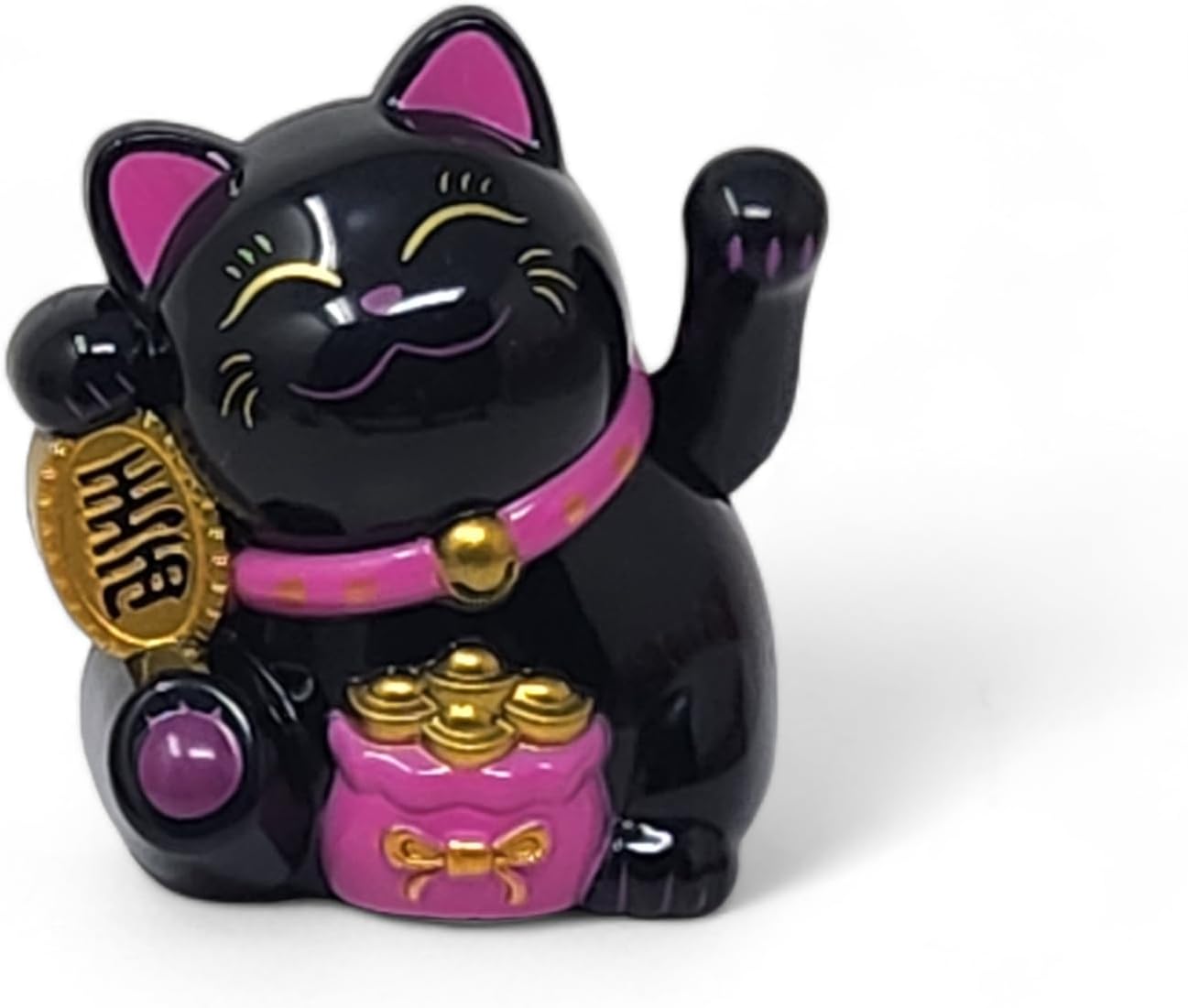 Miniaturowa figurka kota przynoszącego szczęście, 5 cm, zasilana energią słoneczną, symbol szczęścia i dobrobytu, do biura i domu (czarna)