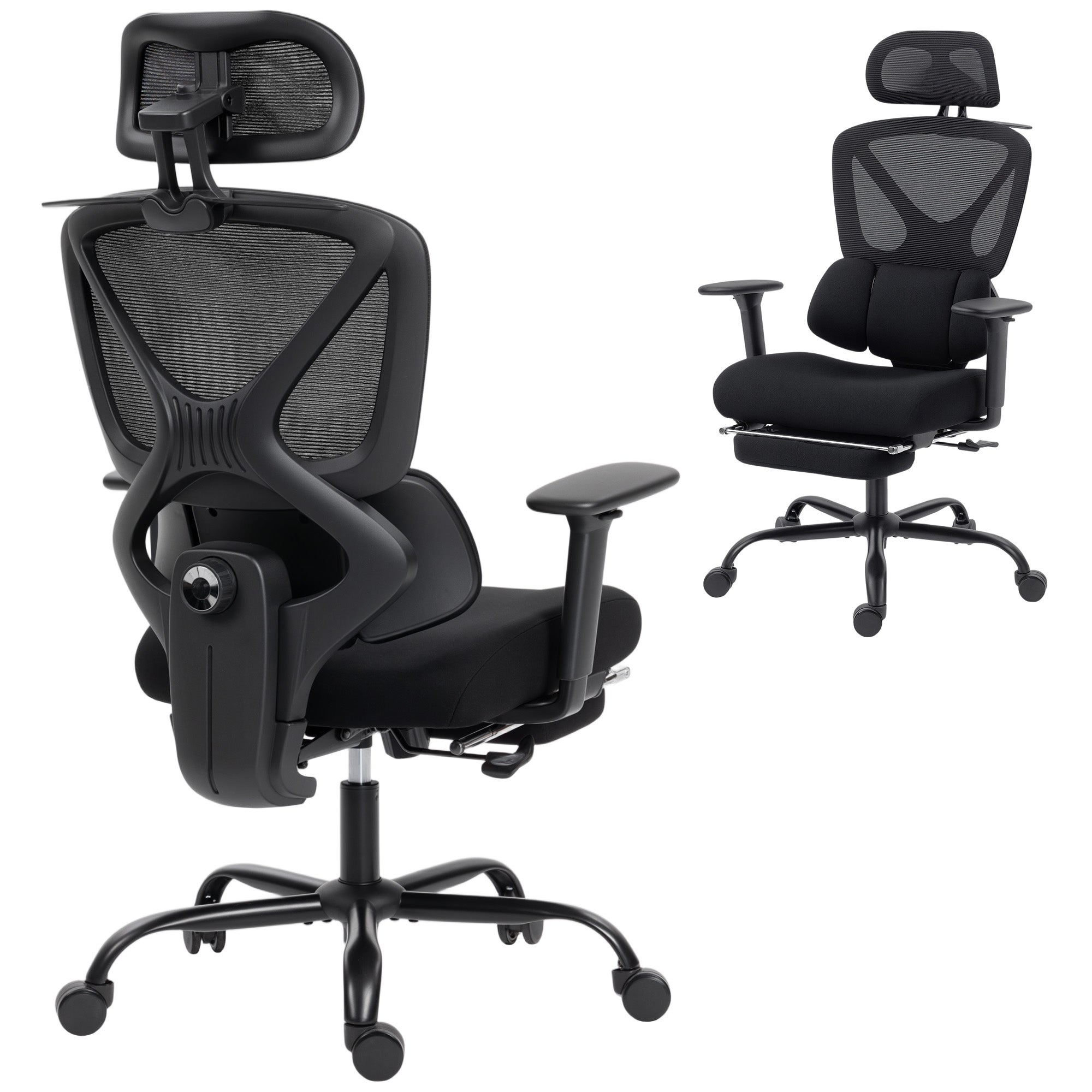 Ergonomiczny fotel biurowy z siatki, oparcie lędźwiowe, kółka