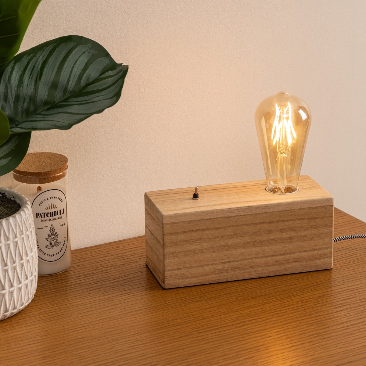 Lampa Atmosphera Tibu drewno naturalne vintage