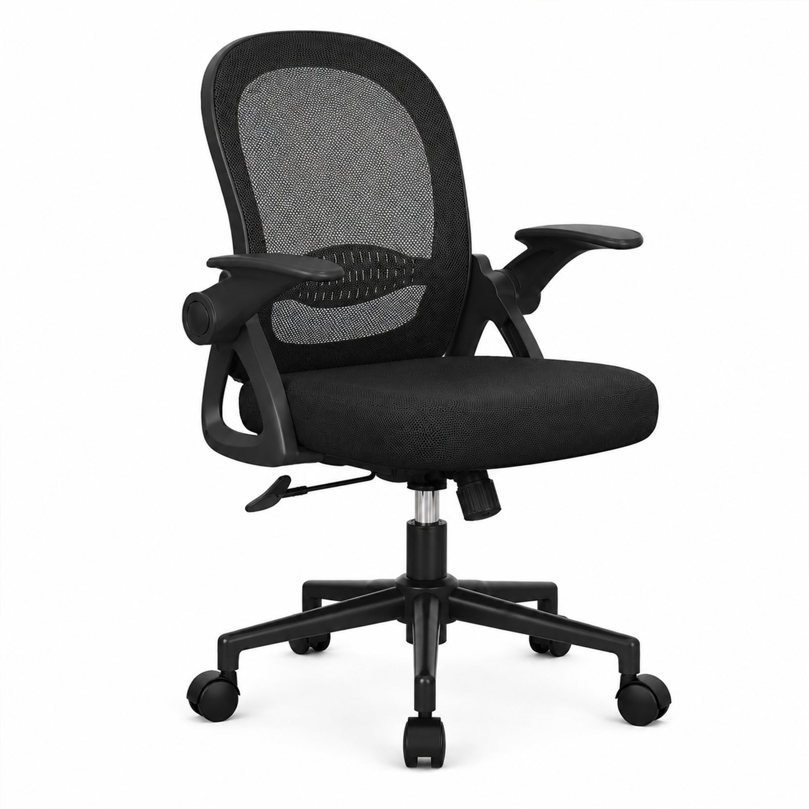 Ergonomiczny Fotel Biurowy Obrotowy - Krzesło Mikrosiatka z Odchylanymi Podłokietnikami
