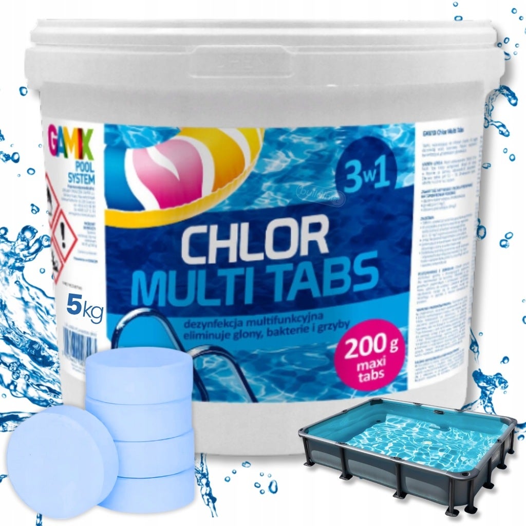 CHLOR DO BASENU JACUZZI GAMIX MULTI TABLETKI 5KG 25X 200G CHEMIA BASENOWA