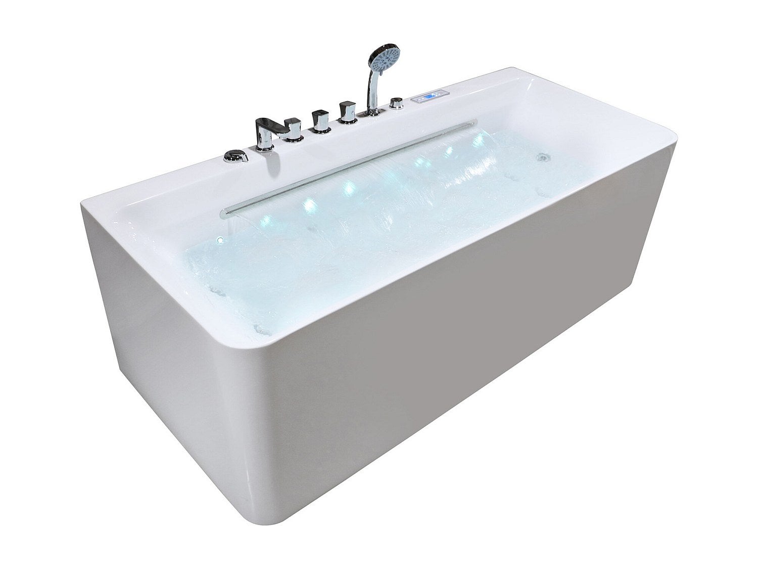 Wanna z hydromasażem wolnostojąca przyścienna biała - 1 osobowa - 470 l - 170 x 75 cm - KIRANA
