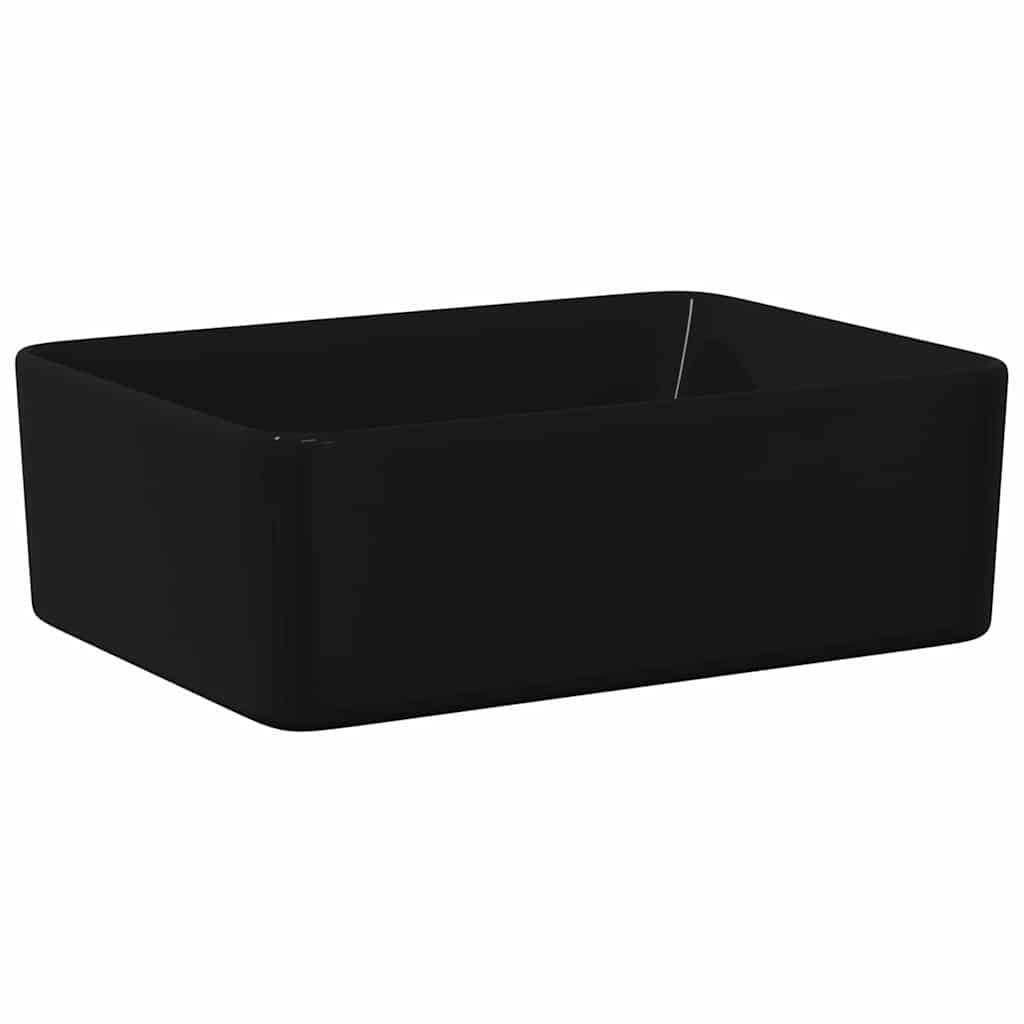 Umywalka Nablatowa Ceramiczna Prostokątna Czarna do Łazienki 40 cm