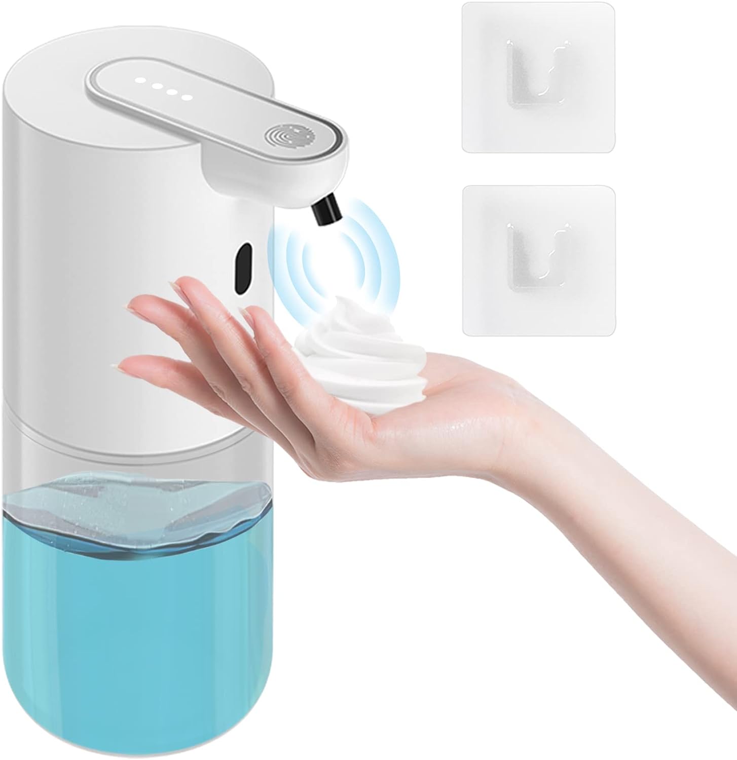 Automatyczny dozownik mydła, 400 ml, bezdotykowy dozownik mydła w pianie z możliwością uzupełniania, 4 regulowane ilości piany, dozownik J