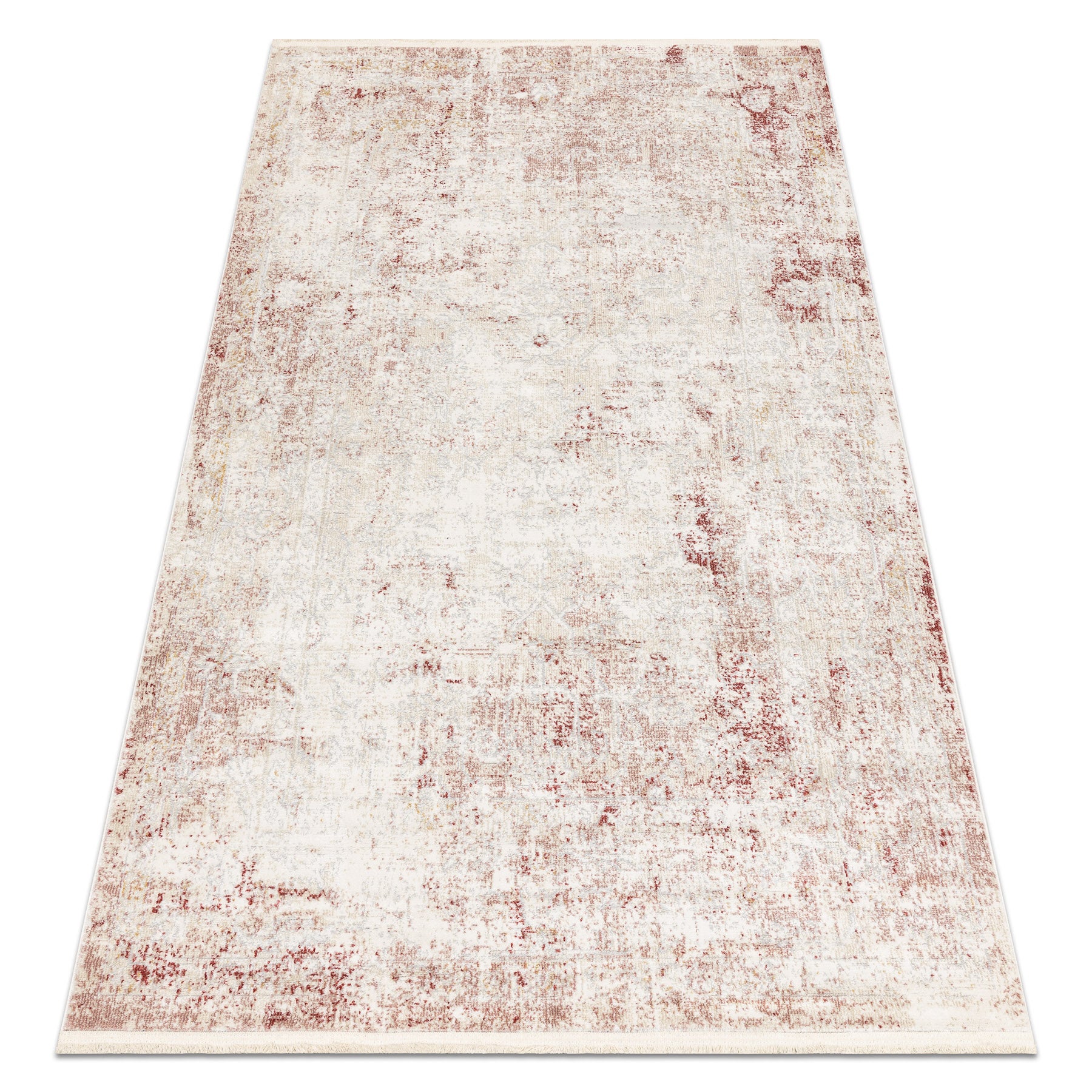 Dywan DISTIN 0828A różowy / pudrowy / biały nowoczesny - Abstrakcja, vintage, frędzle 180x270 cm