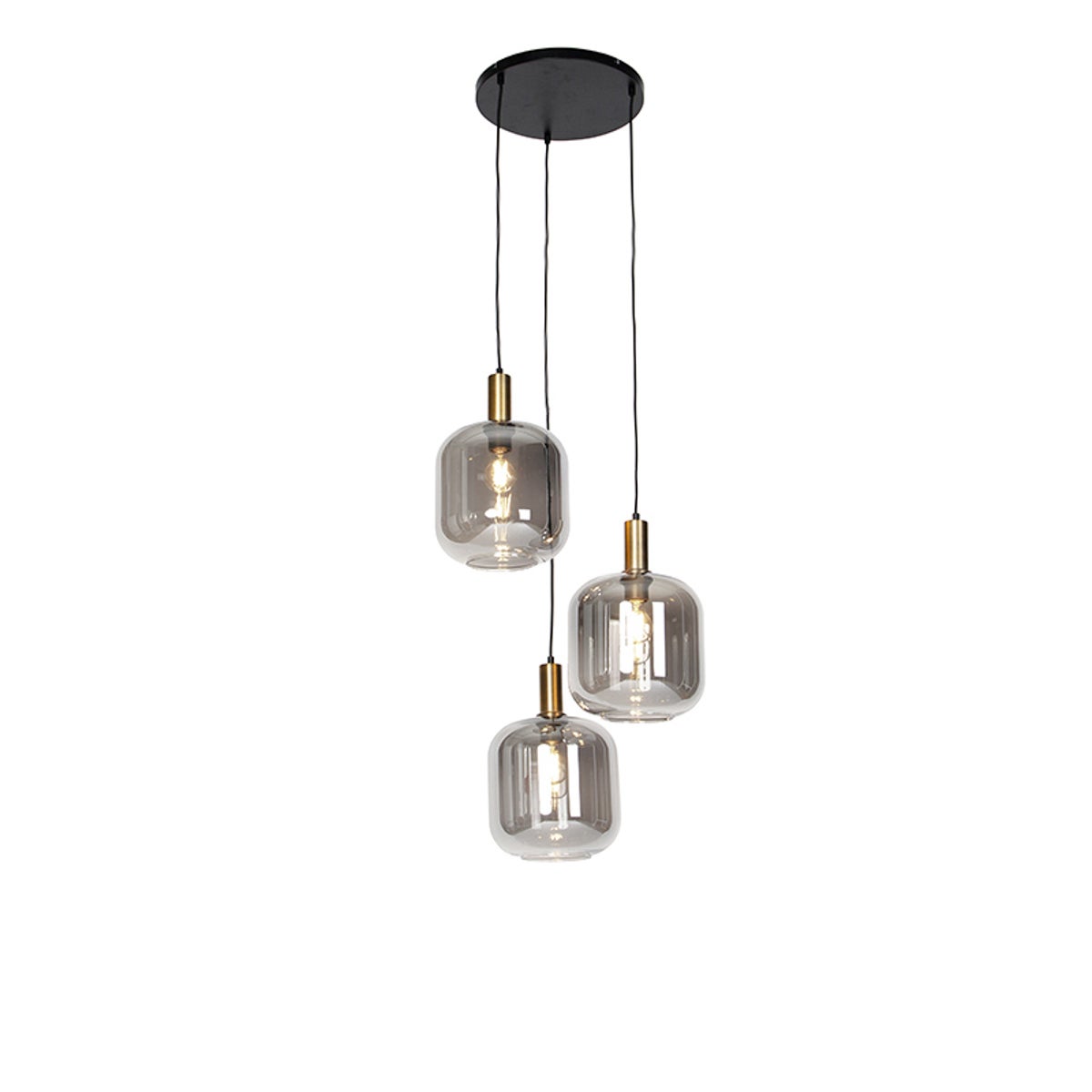Qazqa artdeco lampa wisząca z kloszem (3 punkty) do stołu jadalnego - Zuzanna - szary, okrągły, max. 40w, e27, z 3 punktami