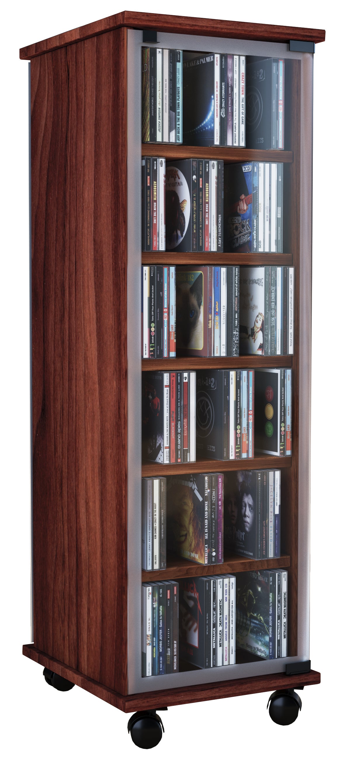 VCM Płyta CD / DVD Media Shelf Valenza Orzech jądrowy H. 98 x B. 31 x T. 35 cm