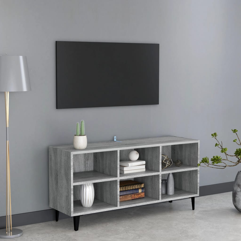 Szafka pod TV, metalowe nóżki, szary dąb sonoma, 103,5x30x50 cm vidaXL
