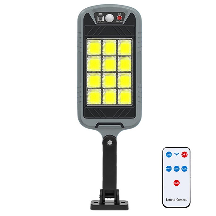 Lampa zewnętrzna solarna, lampa solarna z czujnikiem ruchu z pilotem, wodoodporny projektor solarny, lampa bezpieczeństwa, 3 tryby.