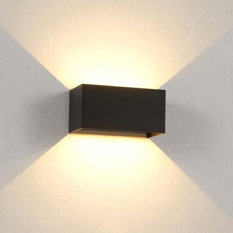 Lampa ścienna LED, wewnętrzna/zewnętrzna lampa ścienna z czujnikiem ruchu, nowoczesna lampa ścienna, ciepła biel 3000K - 24W, czarna