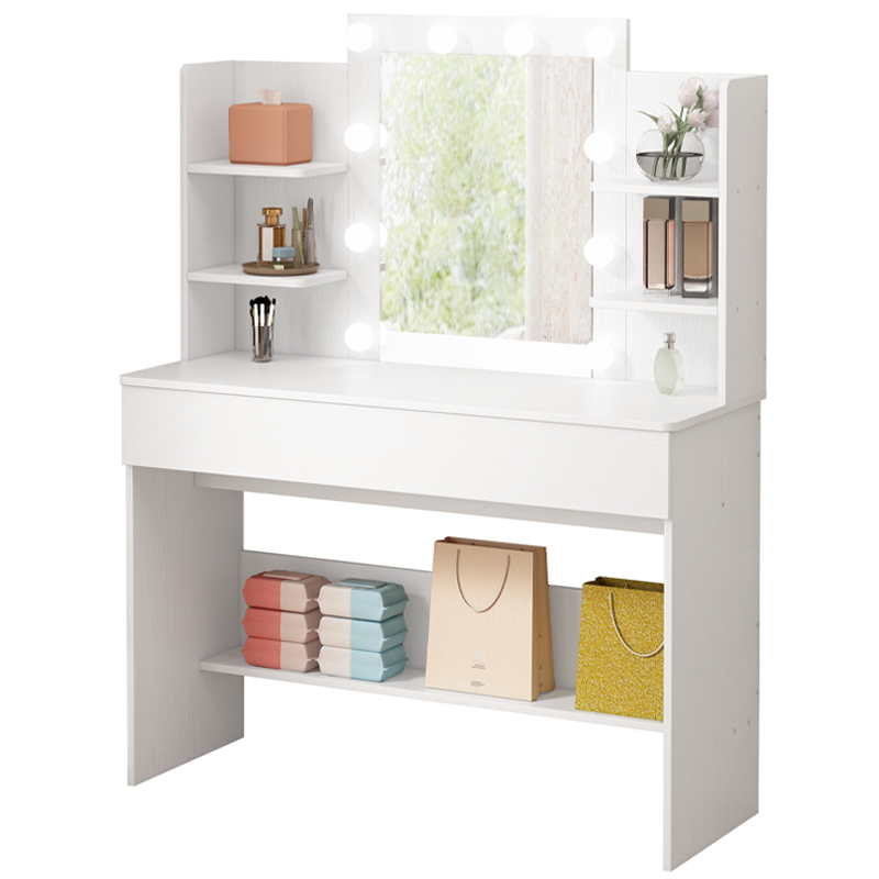 TOALETKA KOSMETYCZNA MAKIJAŻU WIZAŻU Z LUSTREM LED NOWOCZESNA LOFT 110 CM