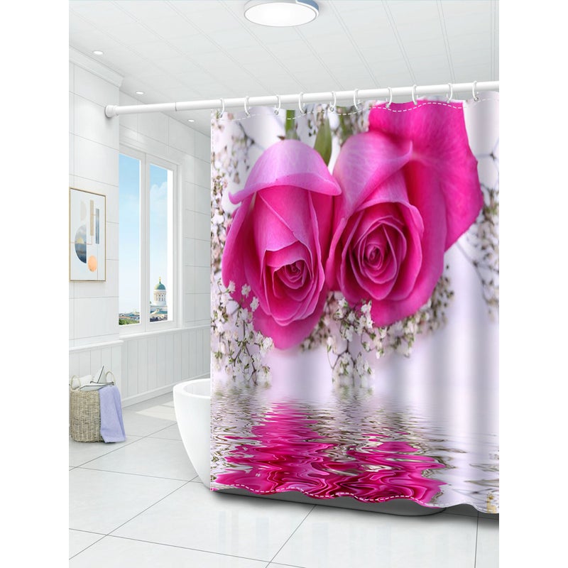 Zasłona prysznicowa w stylu retro, z haczykami w zestawie, odpowiednia do użytku domowego i hotelowego, 200 cm x 200 cm wysokości (1 sztuka).