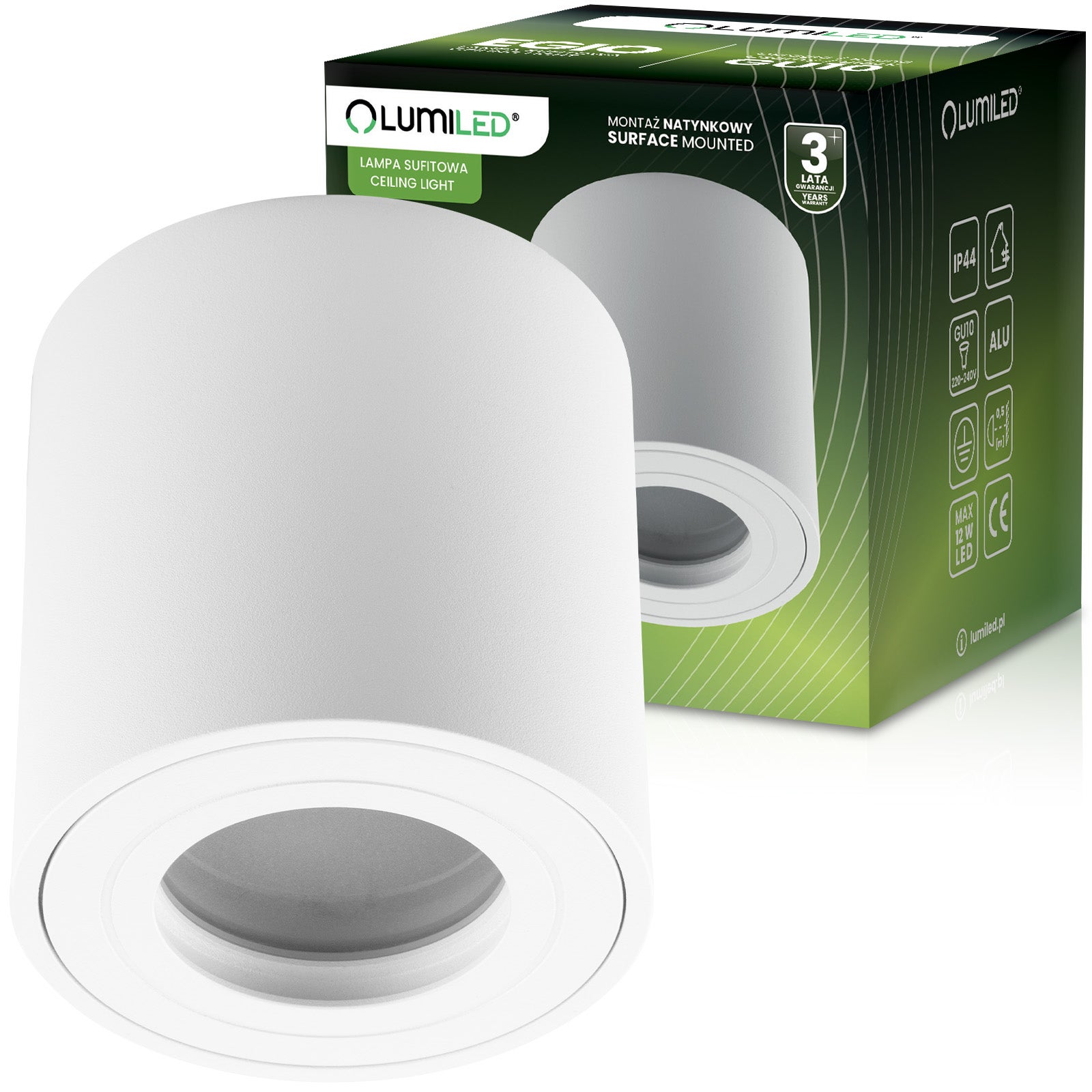 Oprawa Natynkowa Lumiled Halogenowa Spot Tuba Lampa Sufitowa GU10 Okrągła Biała
