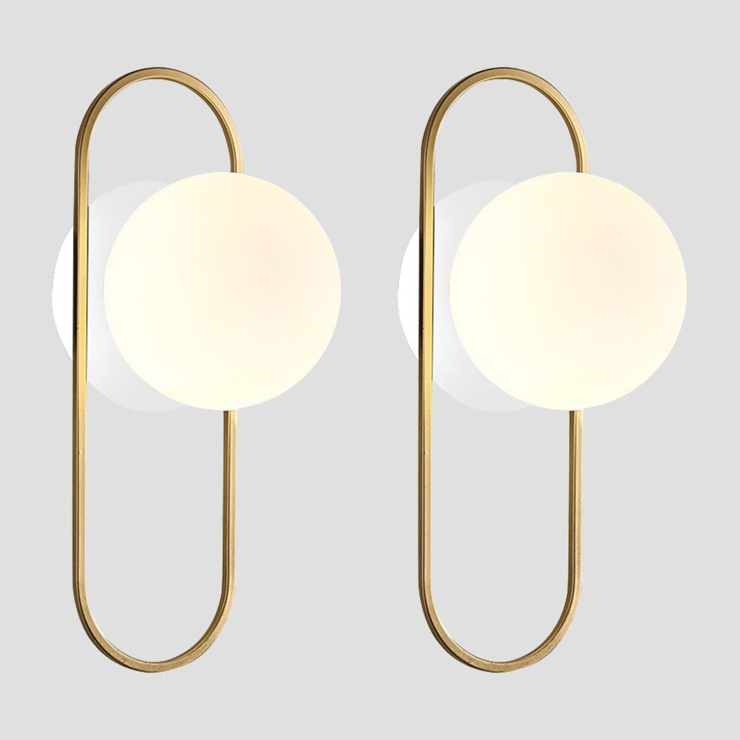 Kulista lampa ścienna ze złotego szkła, w stylu retro, średniowieczno-nowoczesnym, do oświetlenia lustra łazienkowego, 2 sztuki.