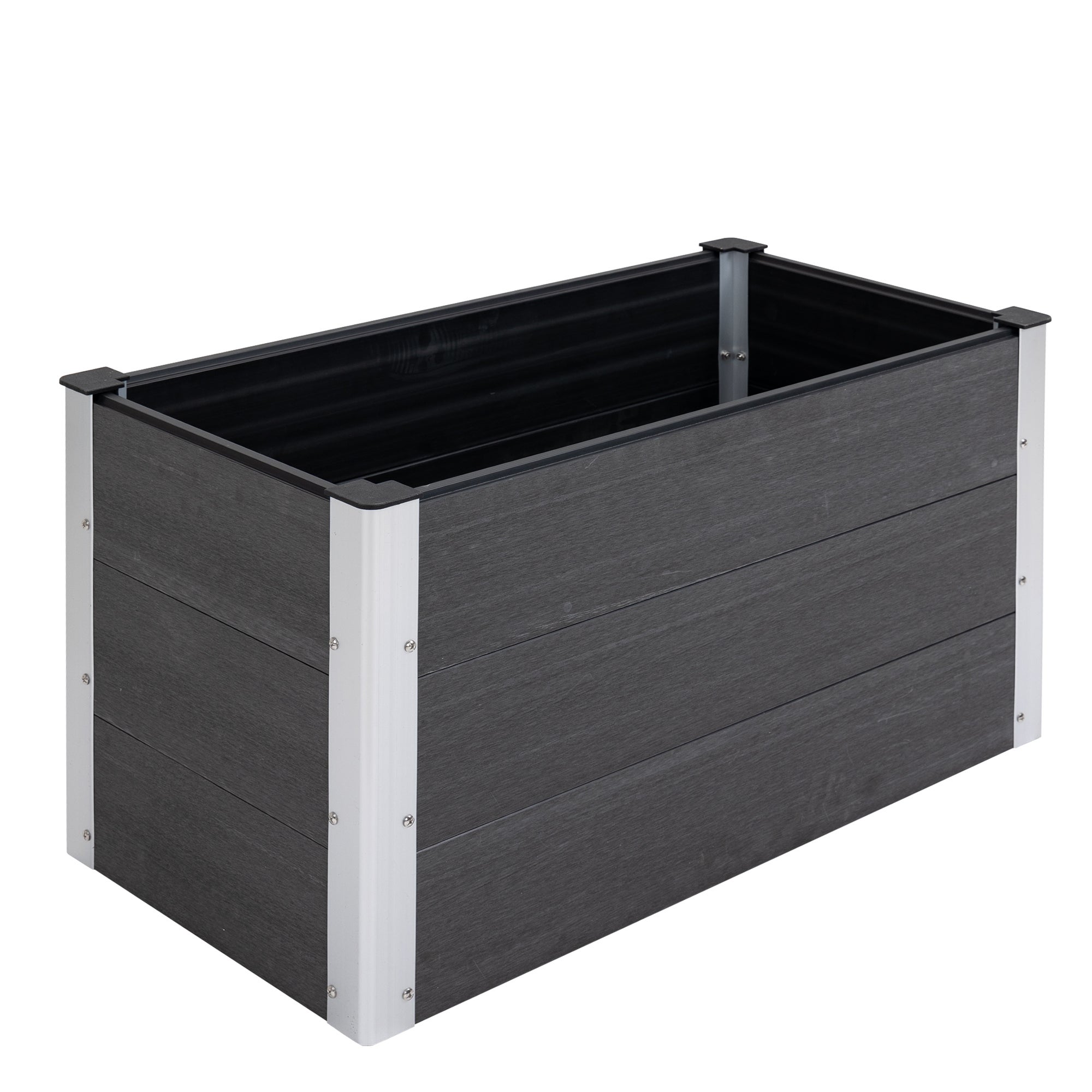 Podwyższona grządka 100 x 50 x 55,5 cm, szary, drewno, aluminium oraz tworzywo sztuczne, do ogrodu, na taras i balkon