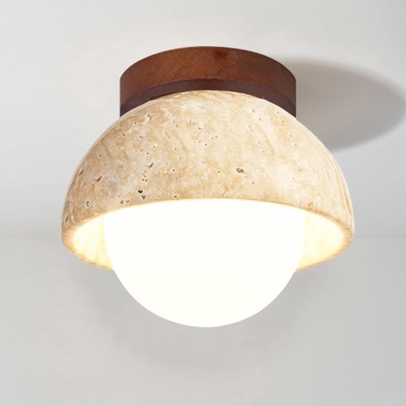 Naturalna żółta lampa wisząca z trawertynu, kreatywny styl vintage, klosz z drewna G9 do salonu, kuchni, przedpokoju i sypialni, białe światło
