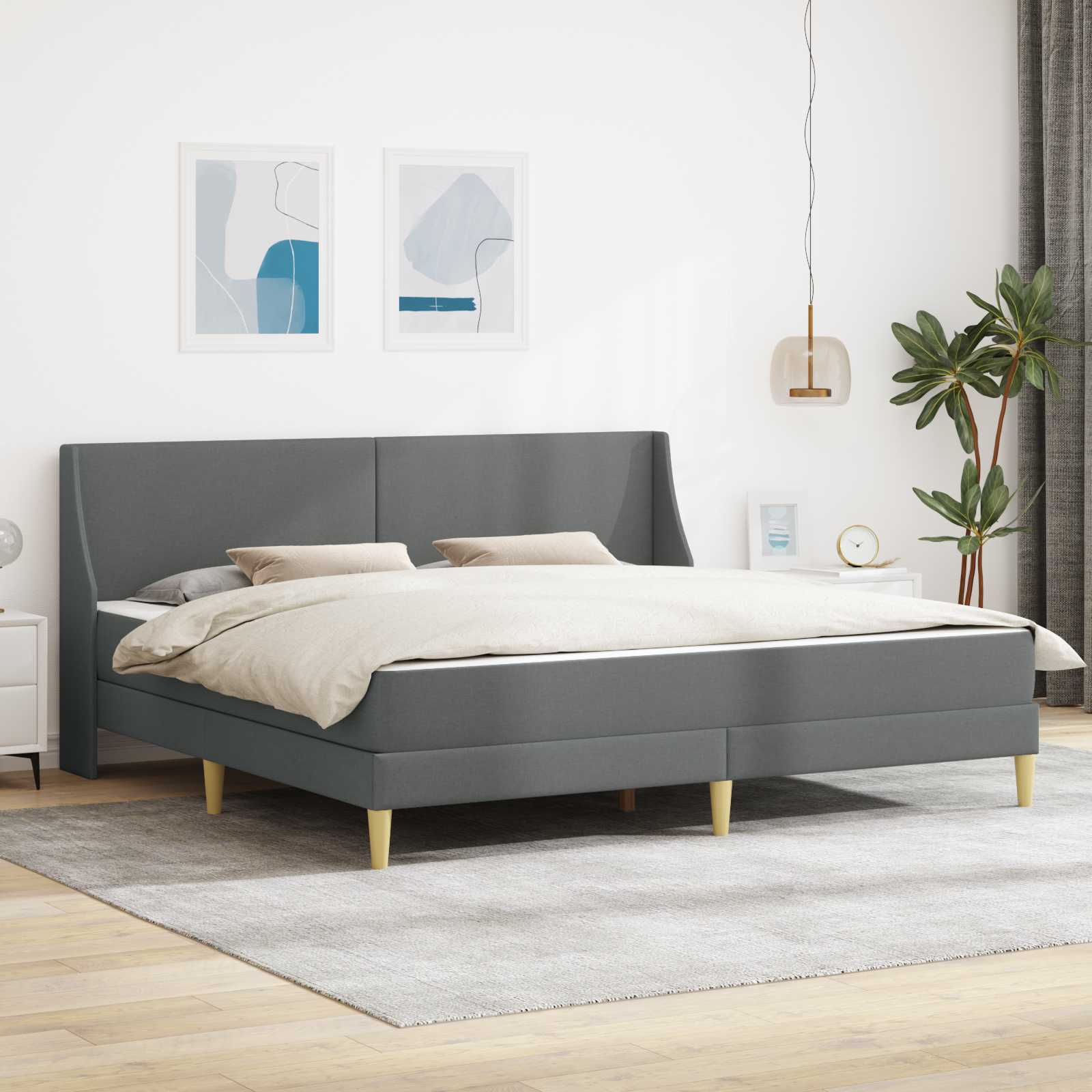 Rama łóżka z materacem Ciemnoszary 180 x 200 cm Poliester vidaXL