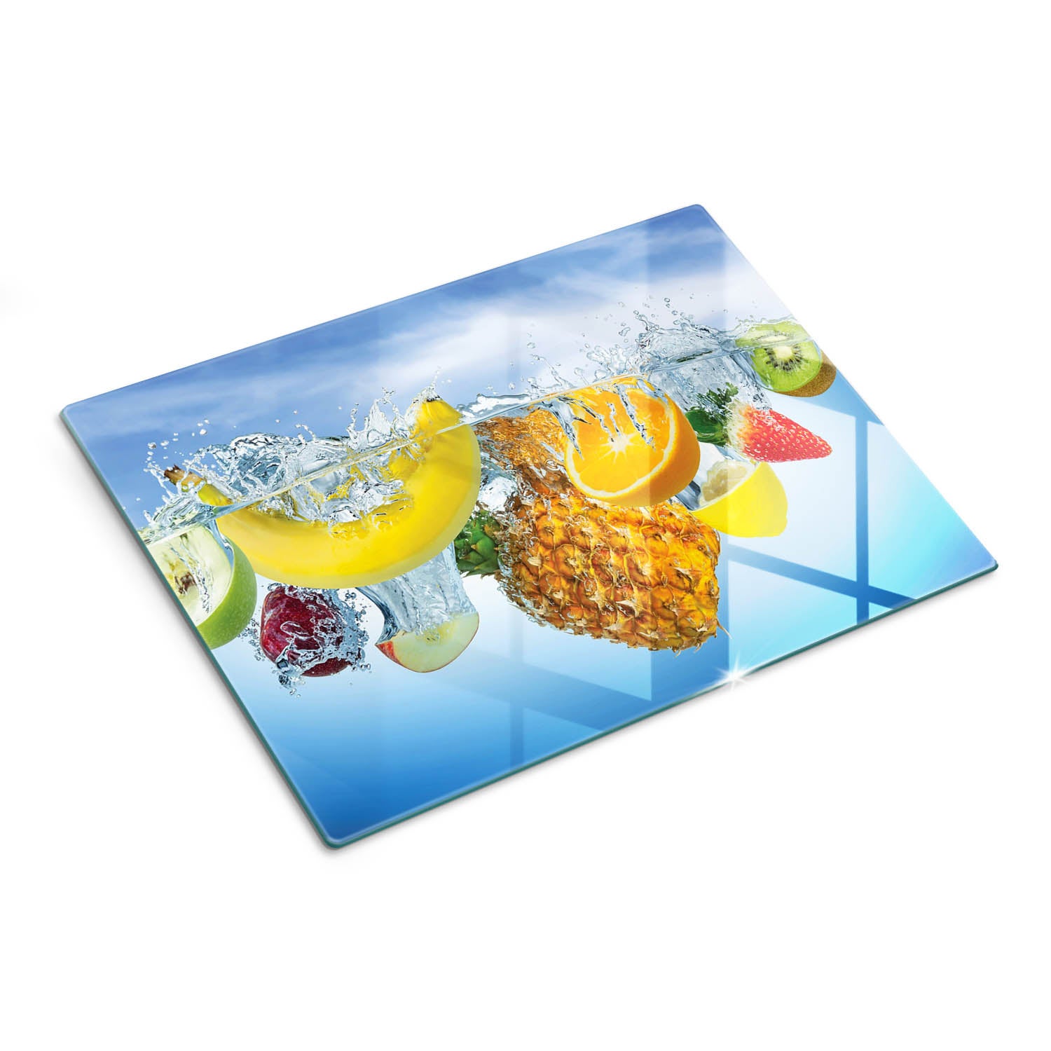 Hartowana deska kuchenna z dekoracyjną grafiką - Owoce Woda - 30x40 - Tulup