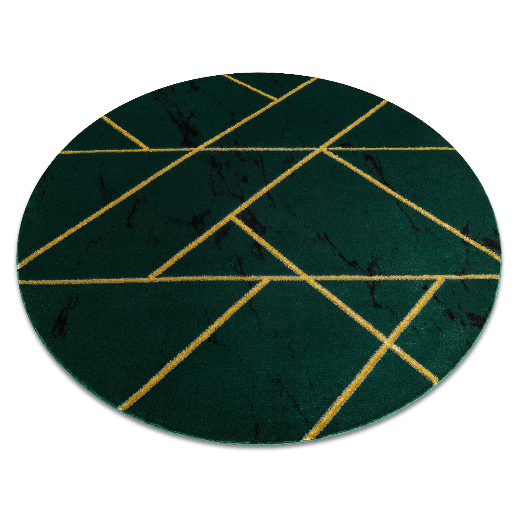 Dywan EMERALD ekskluzywny 1012 koło - glamour, stylowy marmur, geometryczny butelkowa zieleń / złoty koło 200 cm