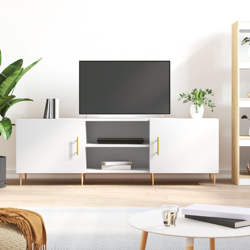 Szafka pod TV, biała, 150x30x50 cm, materiał drewnopochodny
