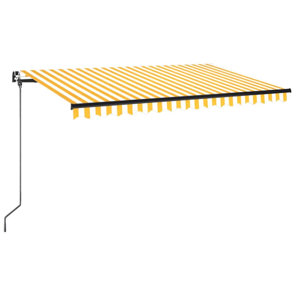 Markiza Tarasowa z LED 450x350 cm Żółto-Biała z Antracytową Ramą