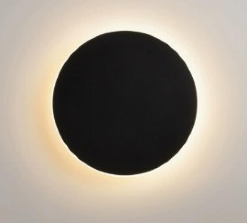 Czarna, okrągła lampa ścienna LED, 10 W, z funkcją ściemniania trójkolorowego, odpowiednia do sypialni, klatek schodowych itp., średnica 20 cm.