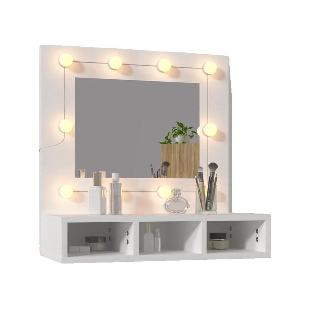 Szafka z lustrem vidaxl z oświetleniem LED Biała 60x31,5x62 cm