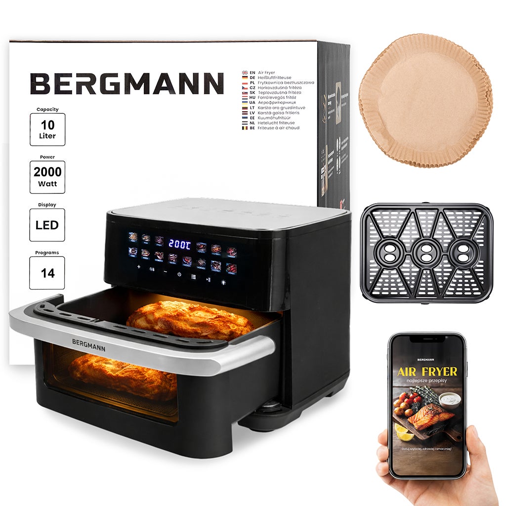Frytkownica Beztłuszczowa Air Fryer BERGMANN kosz 10L 2000W
