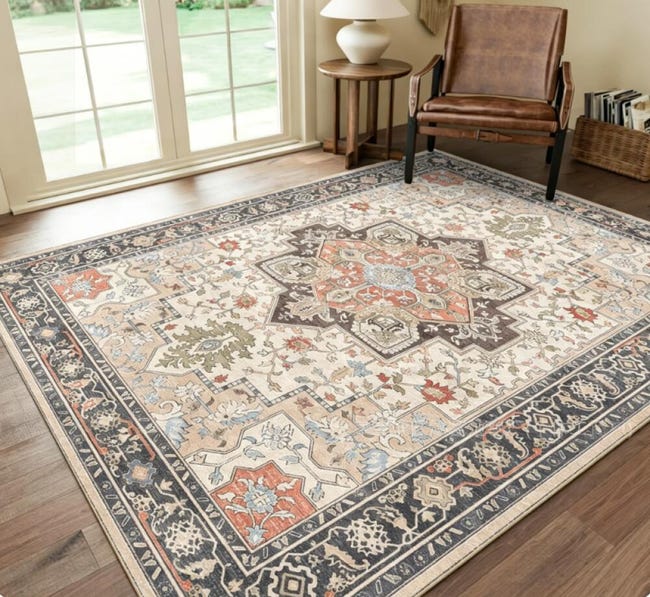 Zmywalny dywan w stylu vintage, 80 x 160 cm, ultracienka konstrukcja, idealny do salonu/sypialni, nadaje się do codziennego użytku. (1 sztuka)