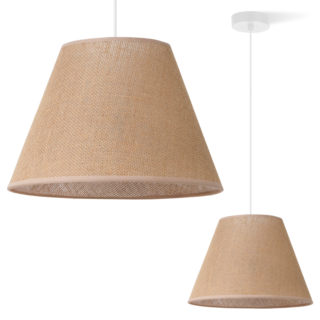 Lampa sufitowa wisząca biała Light Home LH Juta 1xE27 abażur stożek 30cm beżowy