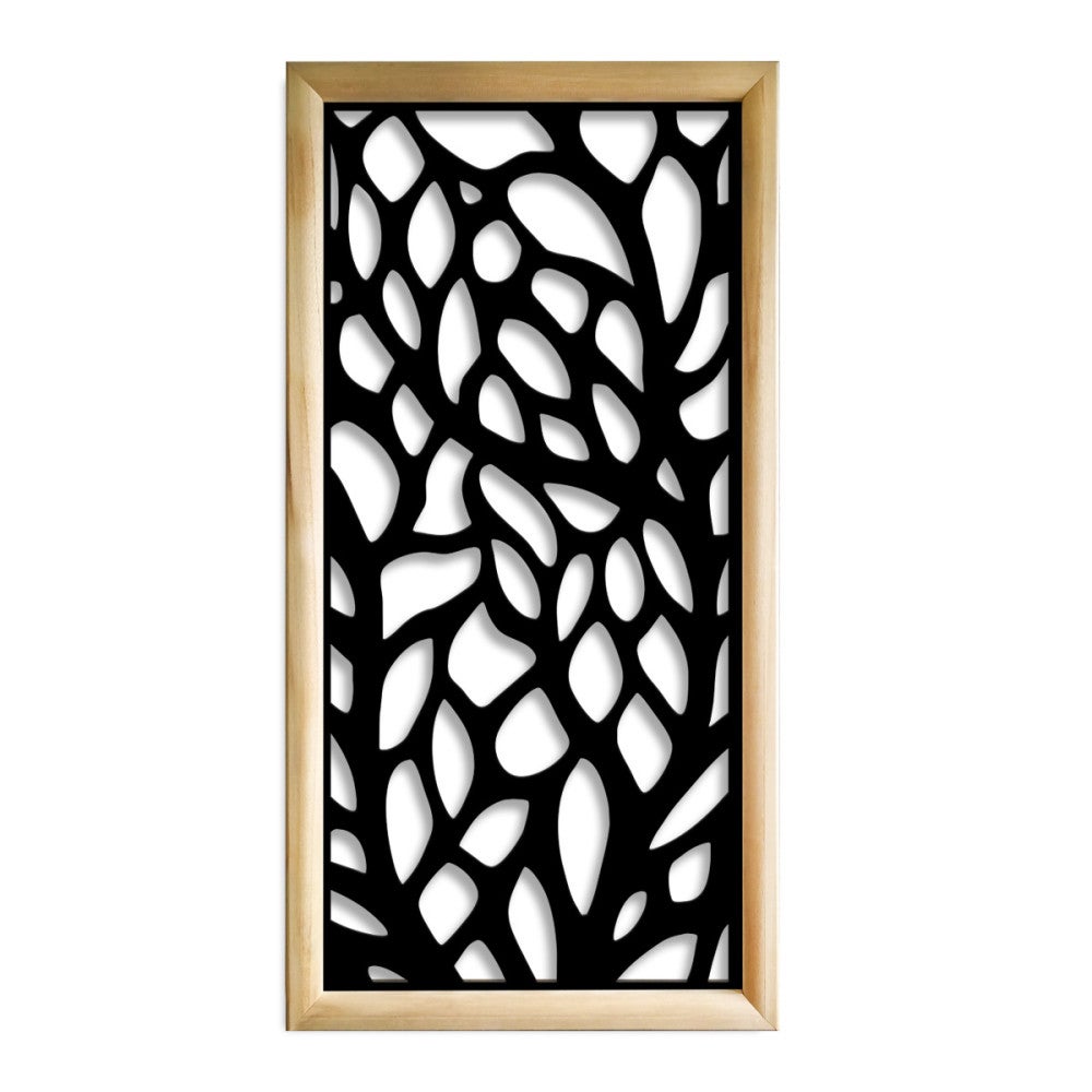 LEAVES - Prostokątne moduły dekoracyjne z drewna i PVC - Rozmiar 73x148 cm - Grubość 64 mm - Kolor wewnętrzny CZARNY