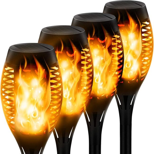 sztuki wodoodpornej lampy solarnej z płomieniem IP65, latarka ogrodowa, zewnętrzna lampa solarna z płomieniem, dekoracja ścieżek ogrodowych i tarasów