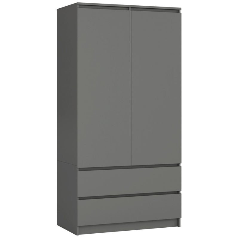 Szafa AKORD S90 Grafit Szary 90 cm 2 drzwi 2 szuflady kolor Grafit Szary mat 4 półki 90x51x180 cm