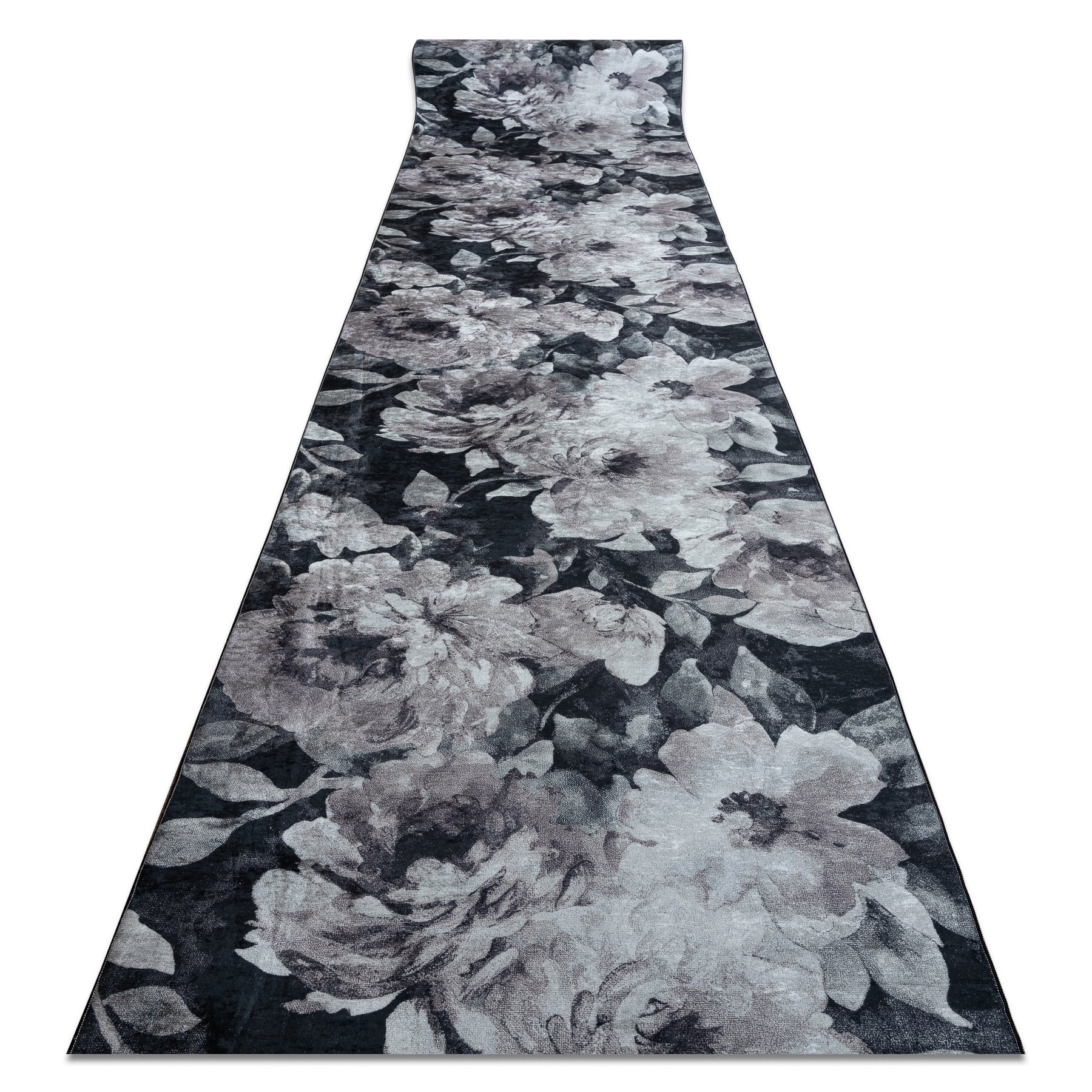 CHODNIK podgumowany DO PRANIA LOTUS BOUQUET 52901 Kwiaty szary / beż 100cm 100x400 cm