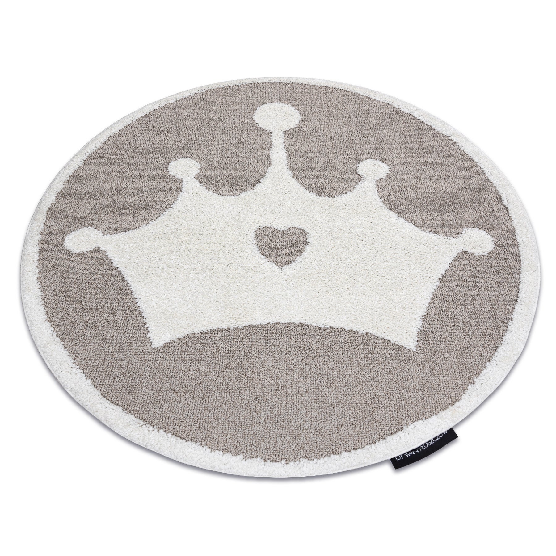 Dywan dziecięcy JOY Koło Crown korona, dla dzieci - Strukturalny, dwa poziomy runa beż / krem koło 160 cm