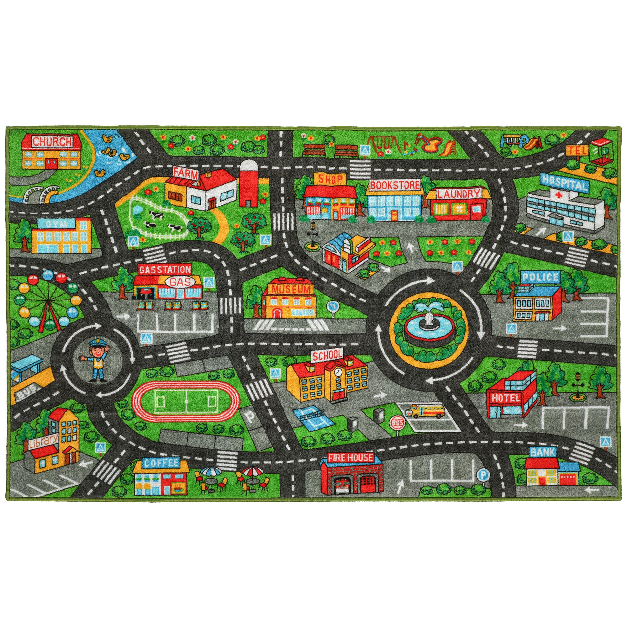 Mata edukacyjna dla dzieci City Road 160x100 cm Antypoślizgowa mata edukacyjna do raczkowania i zabawy samochodami